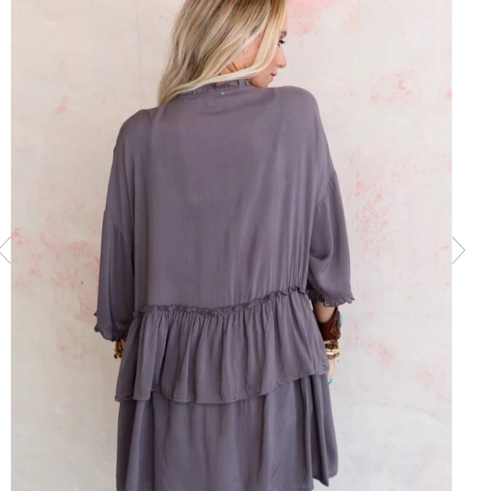 Gray ruffle cardigan